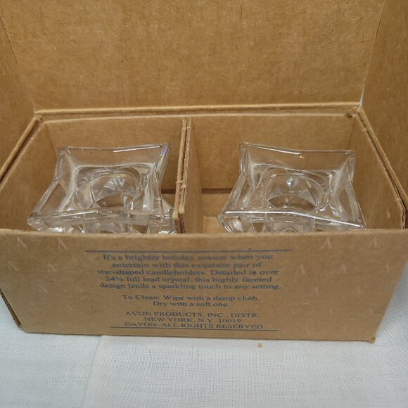 Vintage Avon Glistening Star Crystal Candleholders (in Box) - Picture 6 of 6